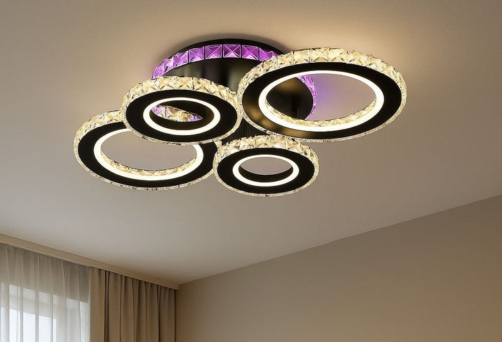 LUSTRA LED 177W CU TELECOMANDĂ, 545X445X160 MM, LUMINĂ REGLABILĂ 3000–6500K – MODEL 19373/2+2BK+CR