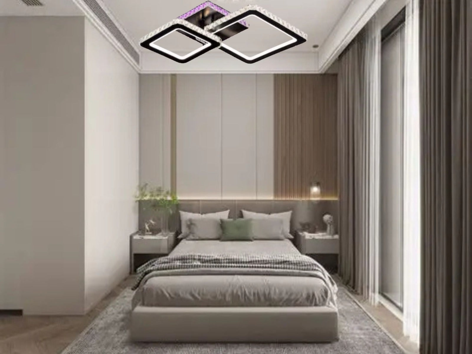 LUSTRĂ LED CU TELECOMANDĂ, 72W, LUMINĂ REGLABILĂ 3000K–6500K, 390×390×130 MM, DESIGN PĂTRAT MODERN