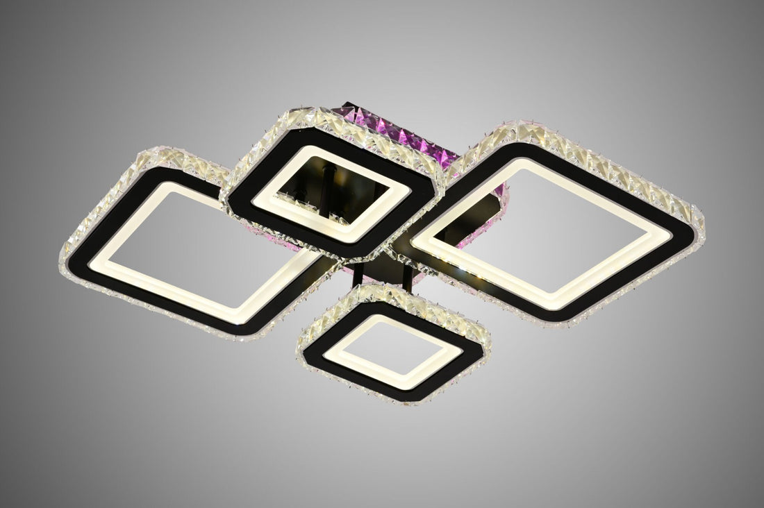 LUSTRĂ LED C9376/2+2 CU TELECOMANDĂ, 162W, LUMINĂ REGLABILĂ 3000K–6500K,40CMX55CM , DESIGN MODERN PENTRU SPAȚII MARI