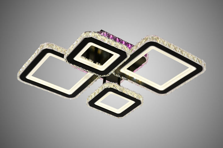 LUSTRĂ LED C9376/2+2 CU TELECOMANDĂ, 162W, LUMINĂ REGLABILĂ 3000K–6500K,40CMX55CM , DESIGN MODERN PENTRU SPAȚII MARI