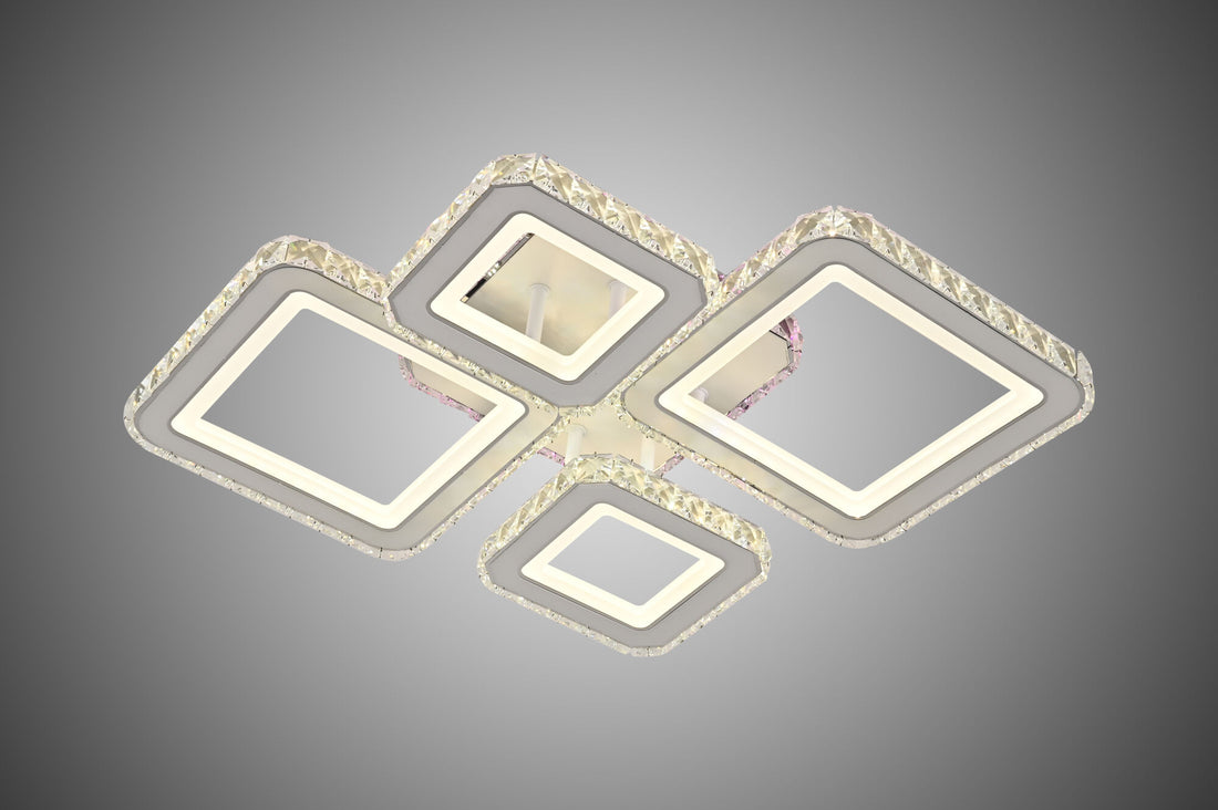 LUSTRĂ LED CU TELECOMANDĂ, 162W, LUMINĂ REGLABILĂ 3000K–6500K,40cmx55cm , DESIGN MODERN PENTRU SPAȚII MARI