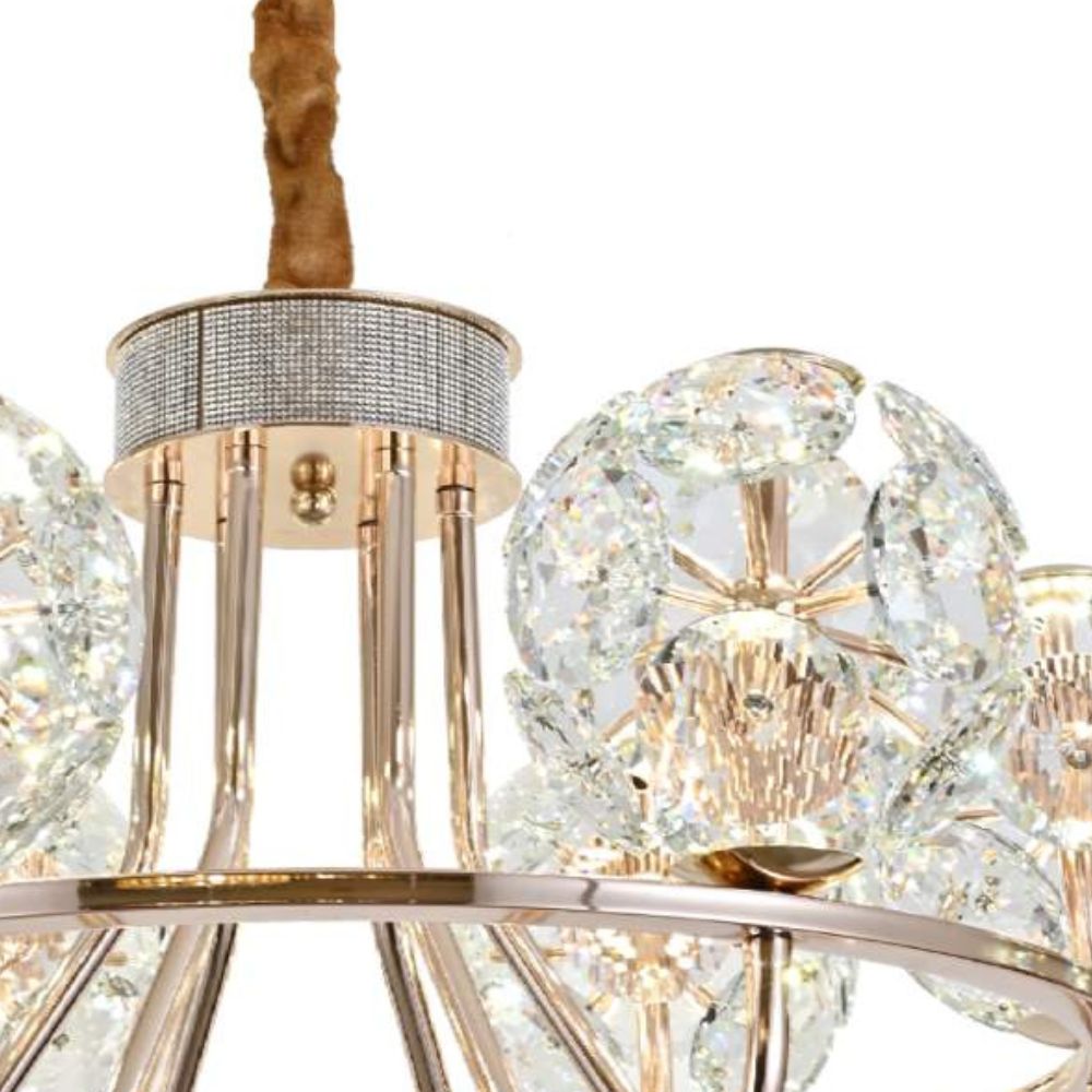 Candelabru Modern Auriu cu 6 Globuri – LED 96W, L70 cm, Stil Elegant și Luminos