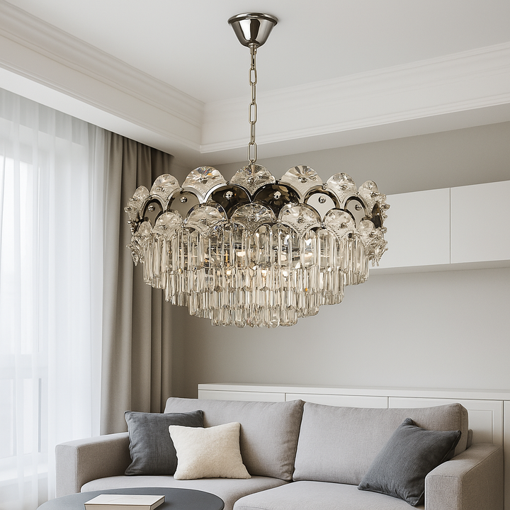 Candelabru Cristal Clasic 12 Becuri E27, Ø600 mm, Stil Elegant Vintage, Fara Telecomanda