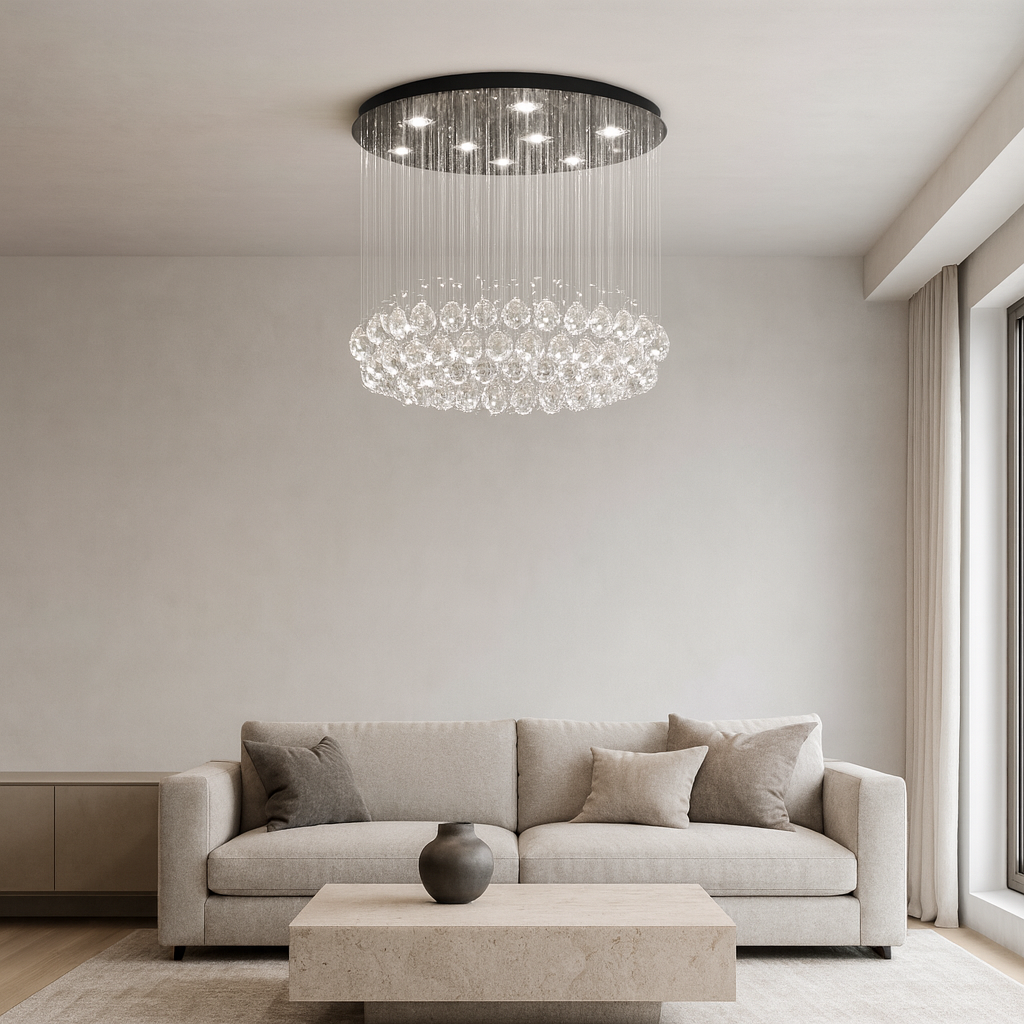 Candelabru LED cu cristale, 600×600×430 mm, 45W, 4000K, 6005-9