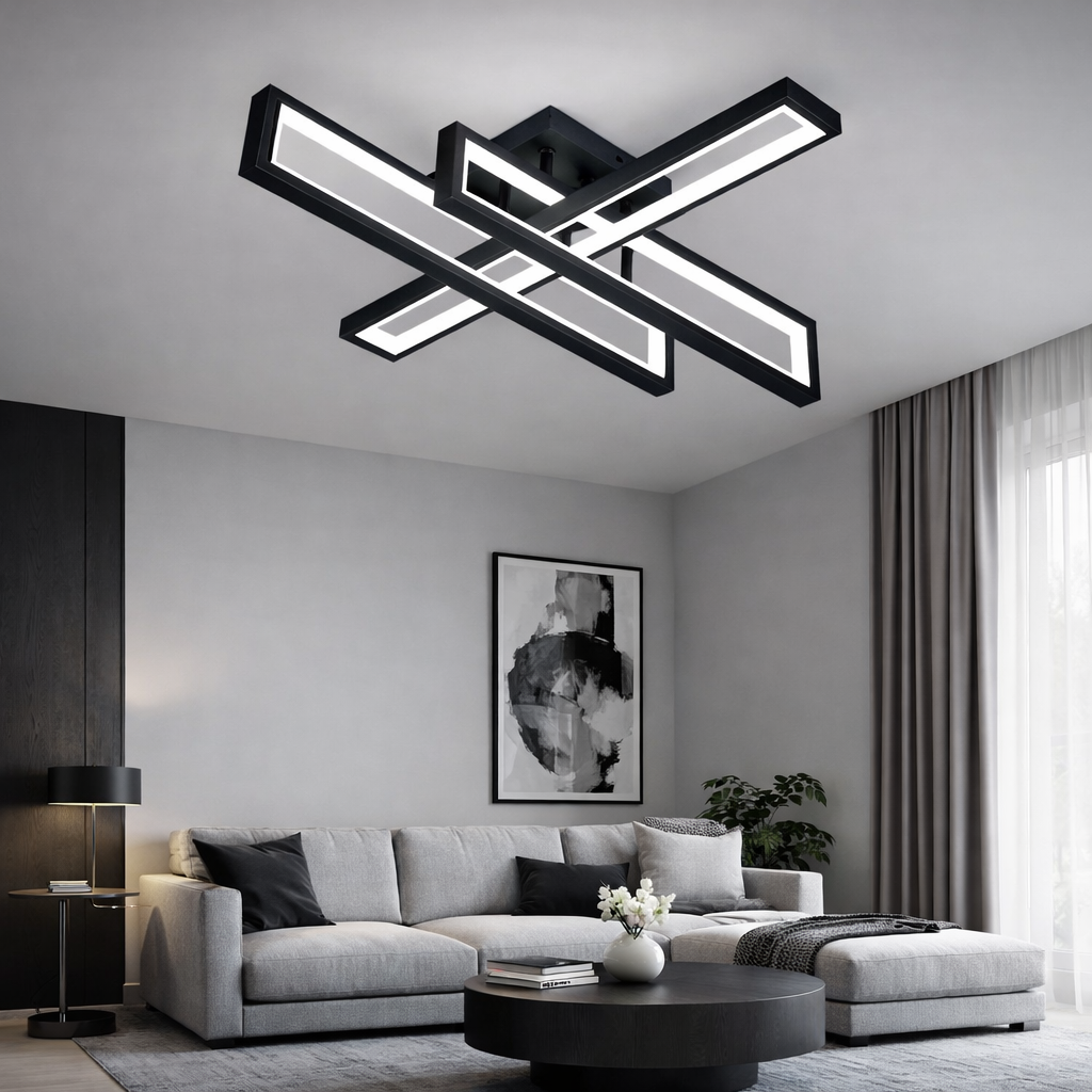 Lustra LED cu telecomanda, 164W, 3000-6500K, Negru, Model L77283/3
