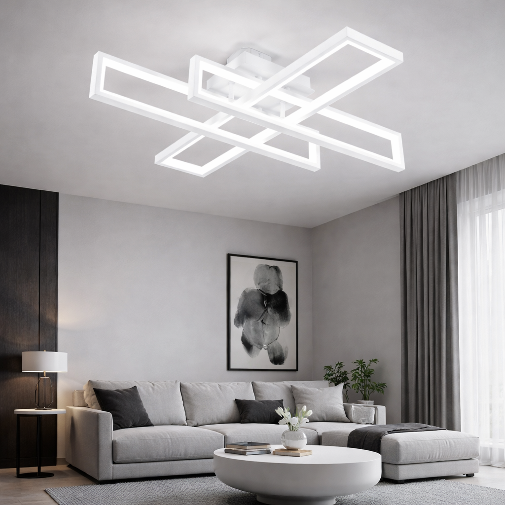 Lustra LED cu telecomanda, 164W, 3000-6500K, Telecomanda Inclusa, Alb, Model L77283/3