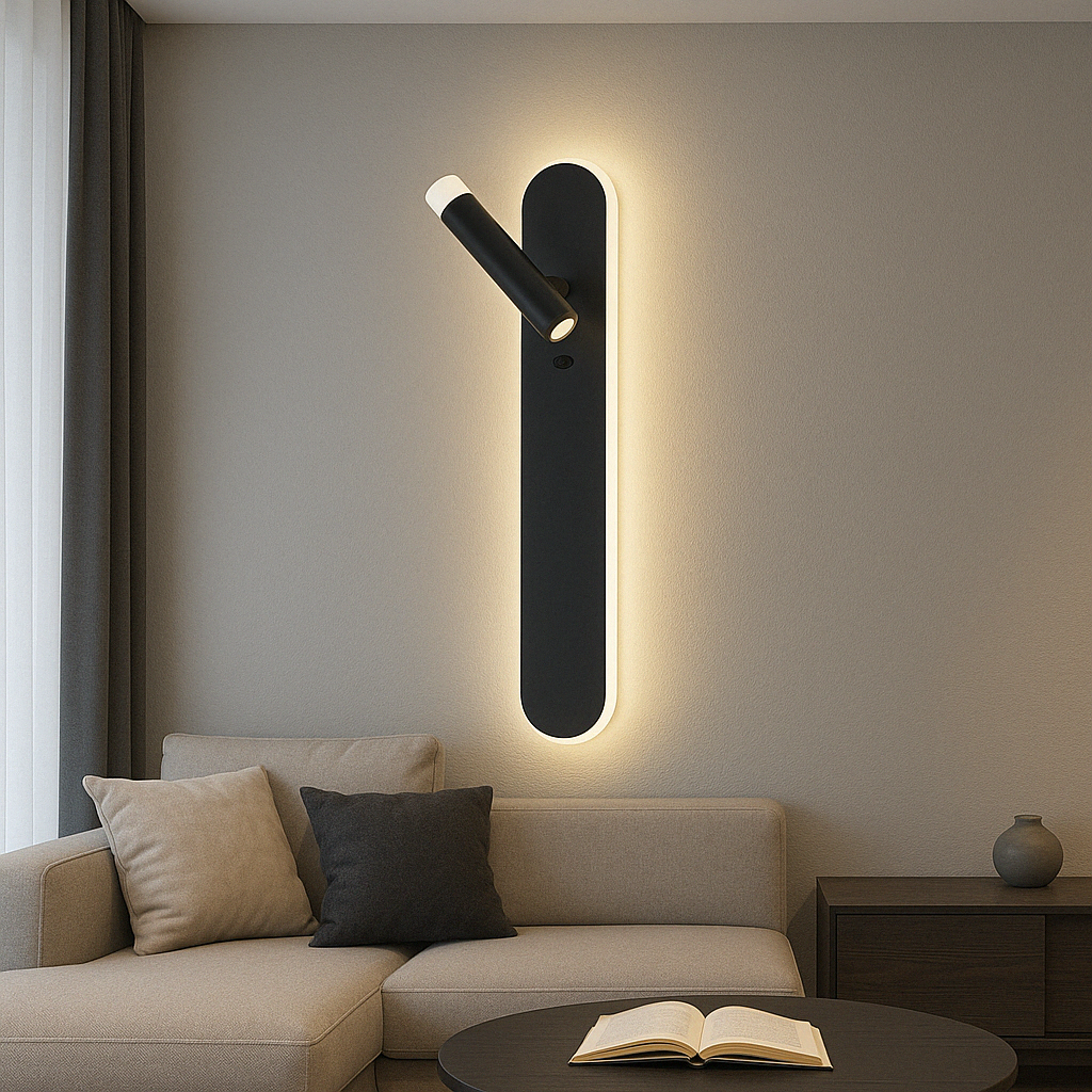 Aplica LED Neagră L77177/500BK, 2x2W+10W, 3000–6500K, 50x8cm