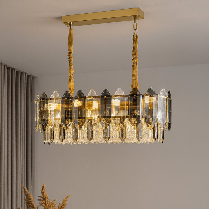 Candelabru dreptunghiular cu 12 surse E27, 800 × 300 mm, finisaj auriu – model BJ20564-800×300 FGD
