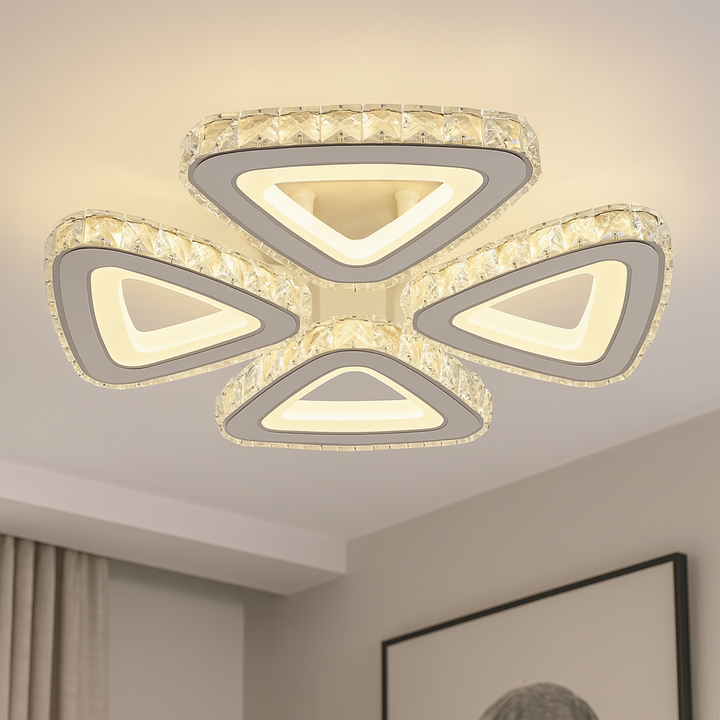 Lustra LED Ø410×H100 mm, 104W, temperatură reglabilă 3000–6500K, cu telecomandă