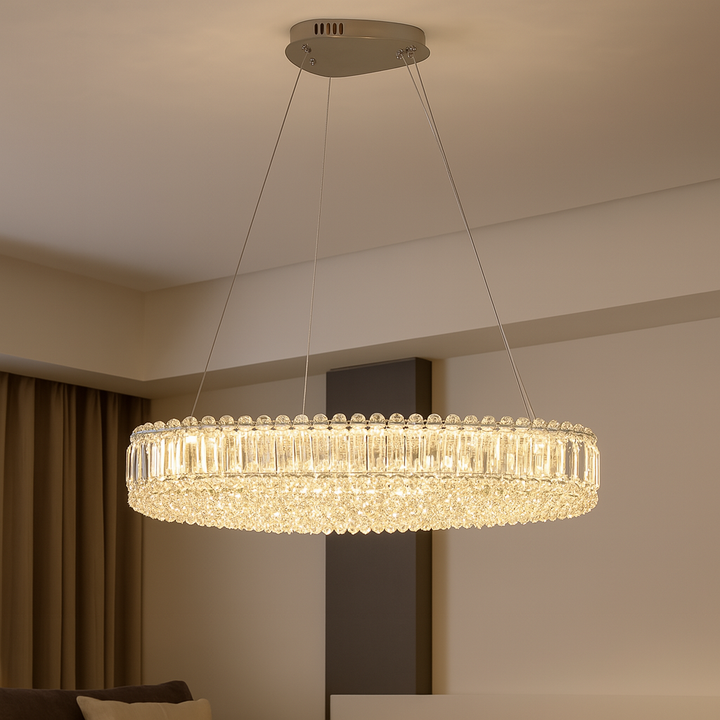 Candelabru  LED modern , 96W, L ≈ 650 mm, finisaj crom – model 72025-650×400 CH