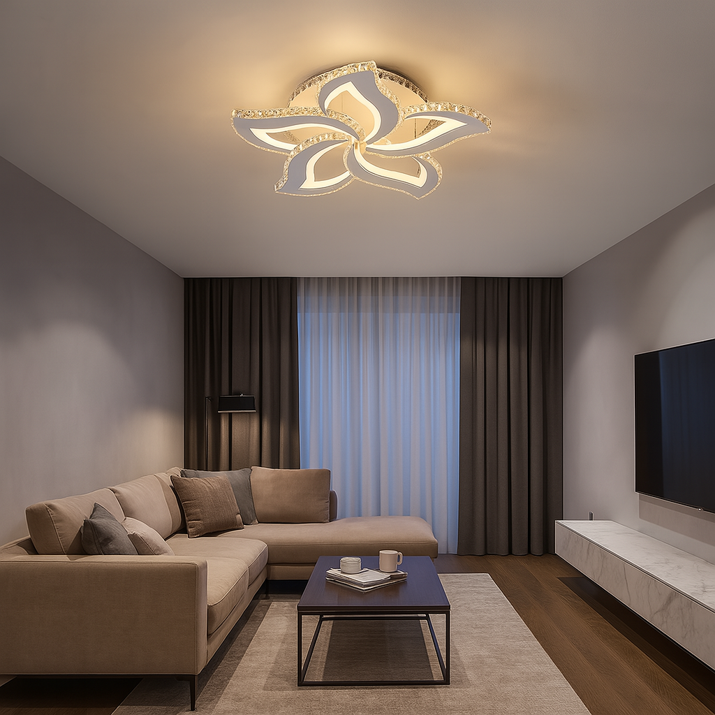 Lustra LED cu telecomanda, Model 7609-5 – Ø630 mm, 120W + RGB, Design Elegant