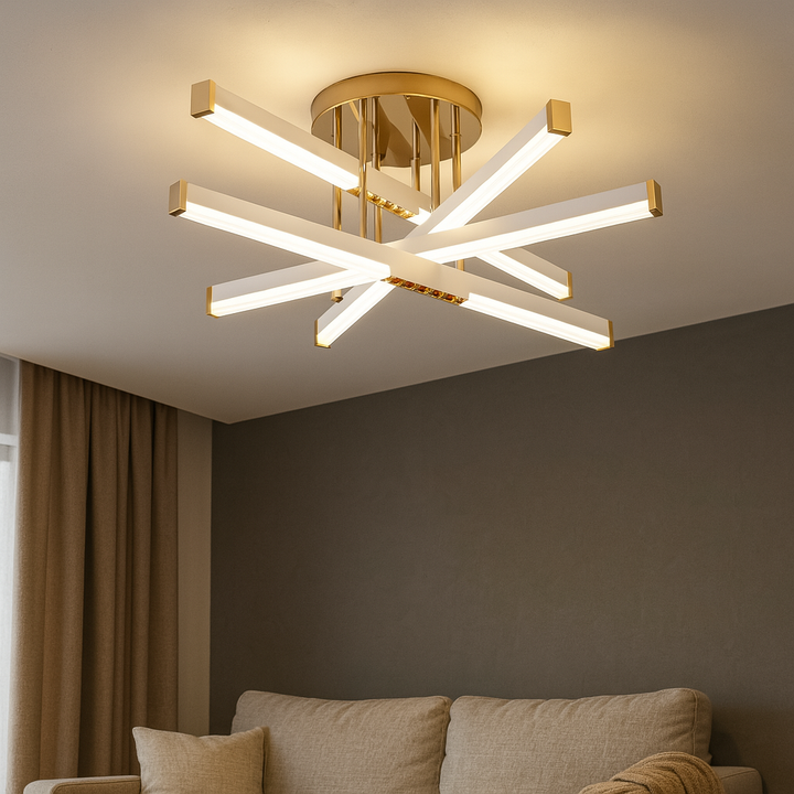 Lustră LED 60cm 120W Design Geometric cu 5 Brațe și Telecomandă – Model 9371/5