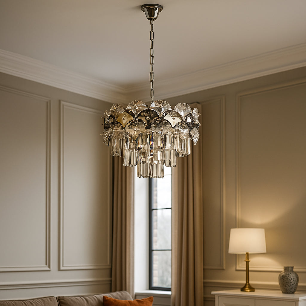 Candelabru Cristal Clasic 8 Becuri E27, Ø400 mm, Stil Elegant Vintage, Fara Telecomanda