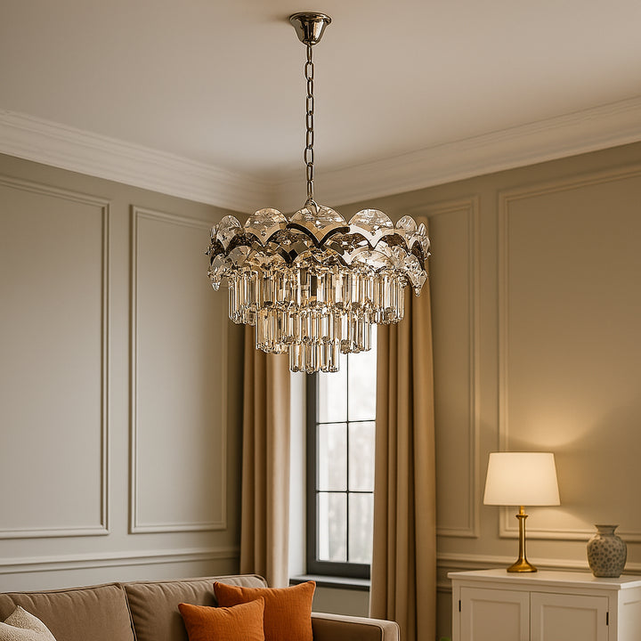 Candelabru Cristal Clasic 10 Becuri E27, Ø500 mm, Stil Elegant Vintage, Fara Telecomanda