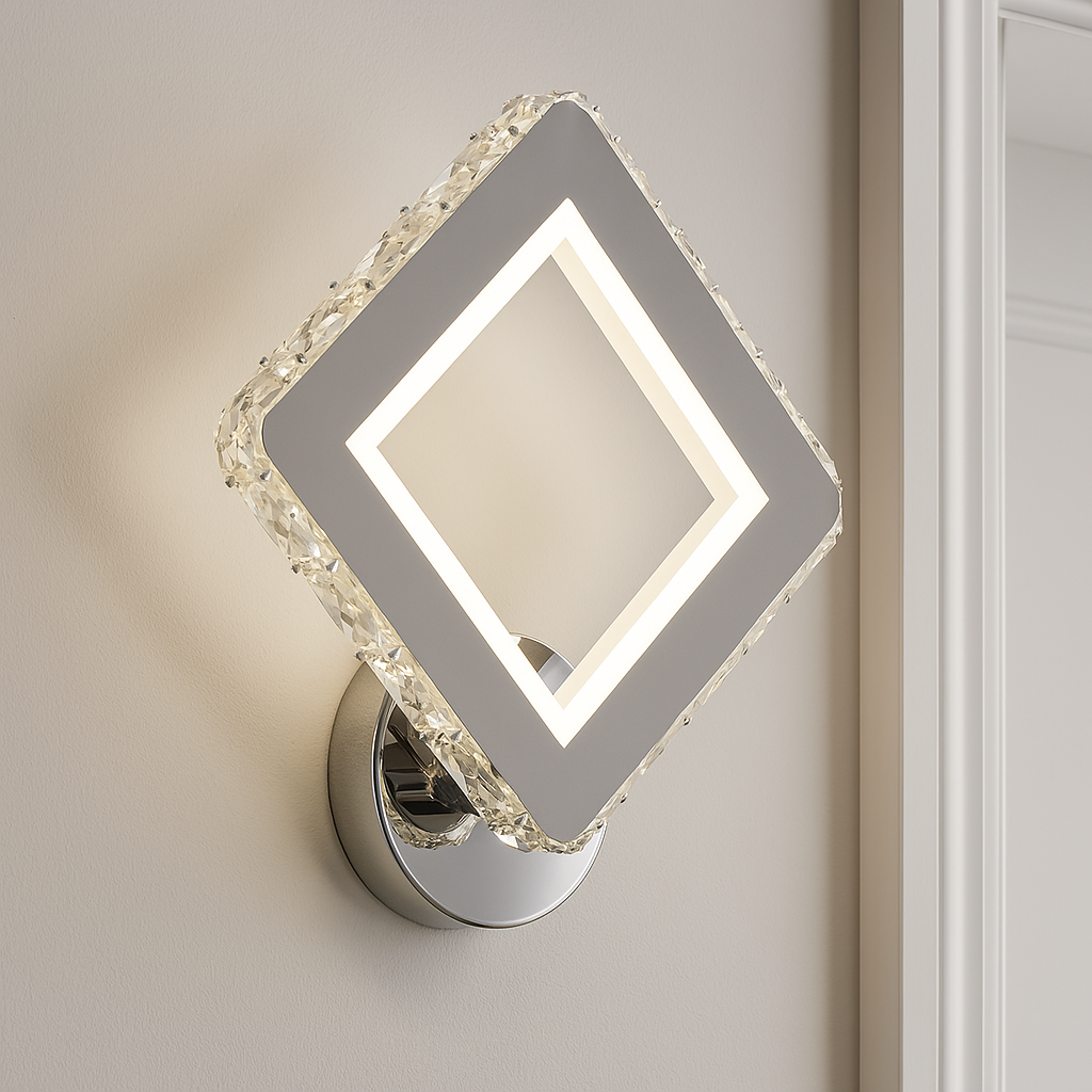Aplica LED Perete Cristal 34W, Lumina Reglabila 3500-6500K, Design Modern Romboidal – Model 2881