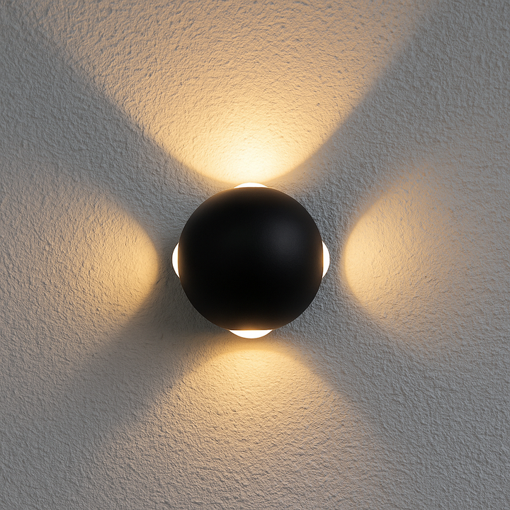 Aplica Exterior Rotunda 4W, IP54, Negru, Lumina Calda