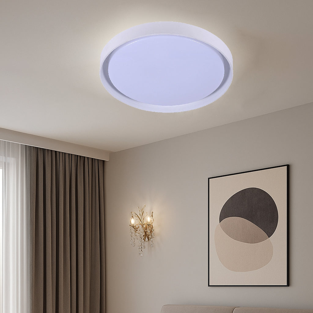 Plafoniera LED rotunda, Ø460 mm, 96W, 3000K+6500K, ML-005/460WH