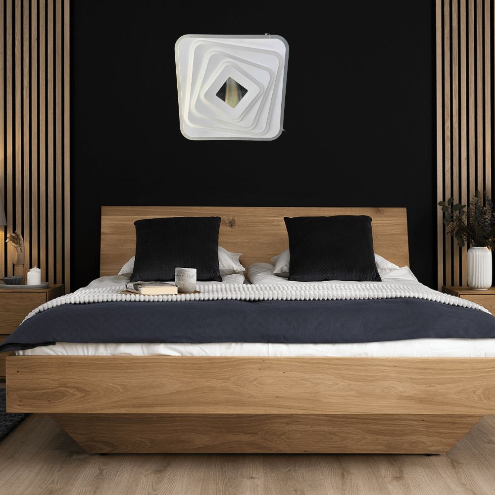 Plafoniera LED 3D Infinity 118W cu Telecomandă, Temperatură Reglabilă 3000K–6500K, Design Modern Pătrat – DZ8-400