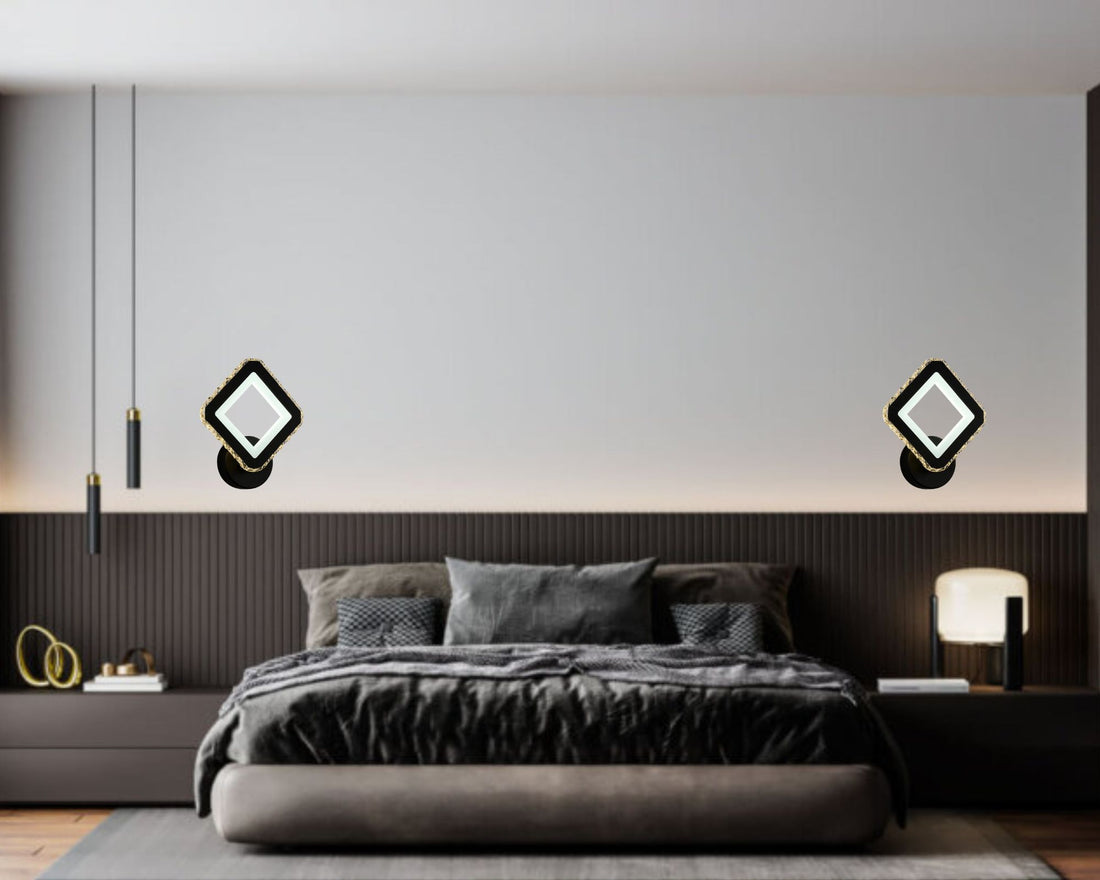 Aplica de perete LED, 2x13W, lumina reglabila 3000K–6500K, 230×197×55 mm, finisaj negru + crom