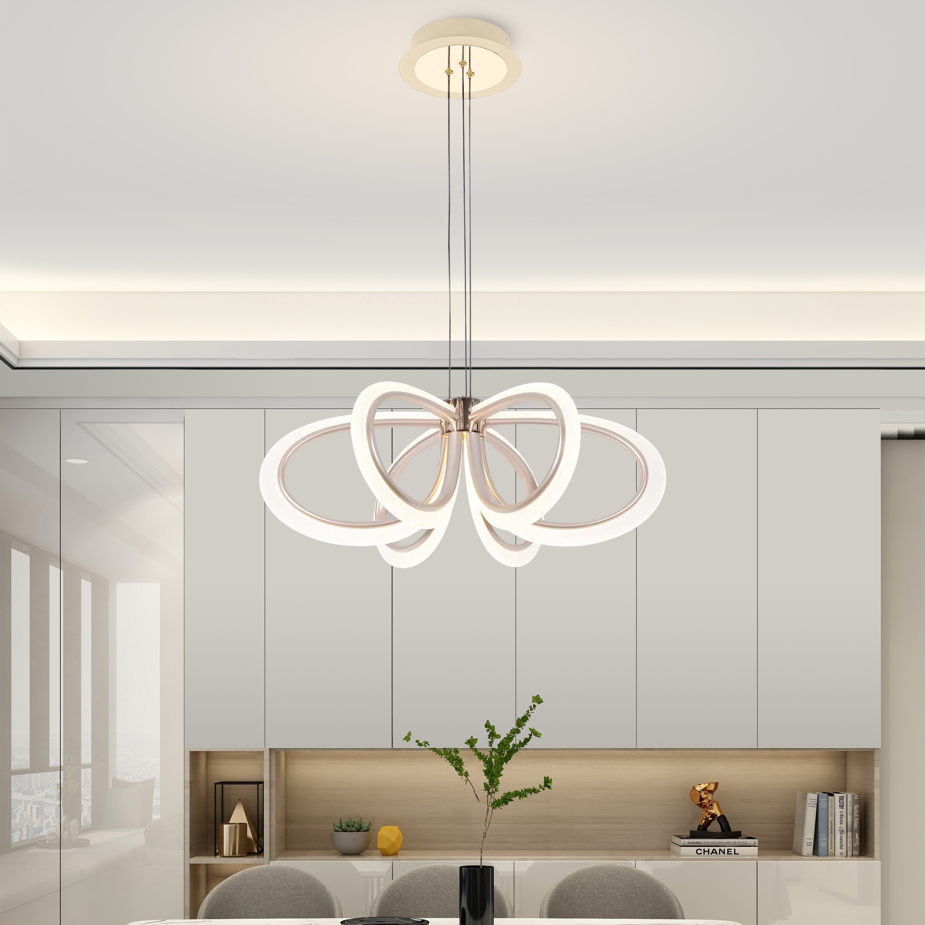 Pendul LED auriu F2808/6X GD – 144W, 3300K-6500K, telecomandă inclusă