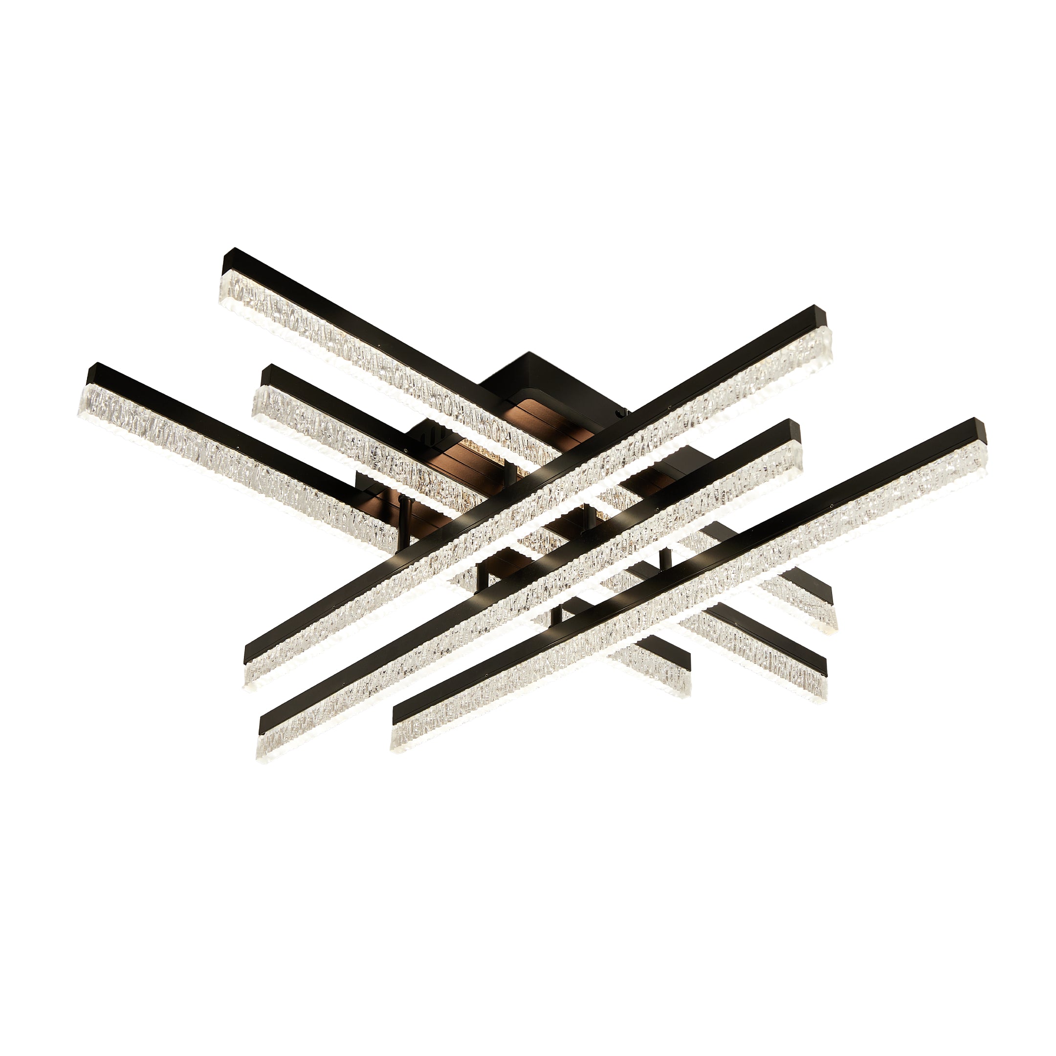 Lustra LED cu telecomandă, 720×720×140 mm, 144W, 3300K–6500K, finisaj negru, F2818/3+3 BK