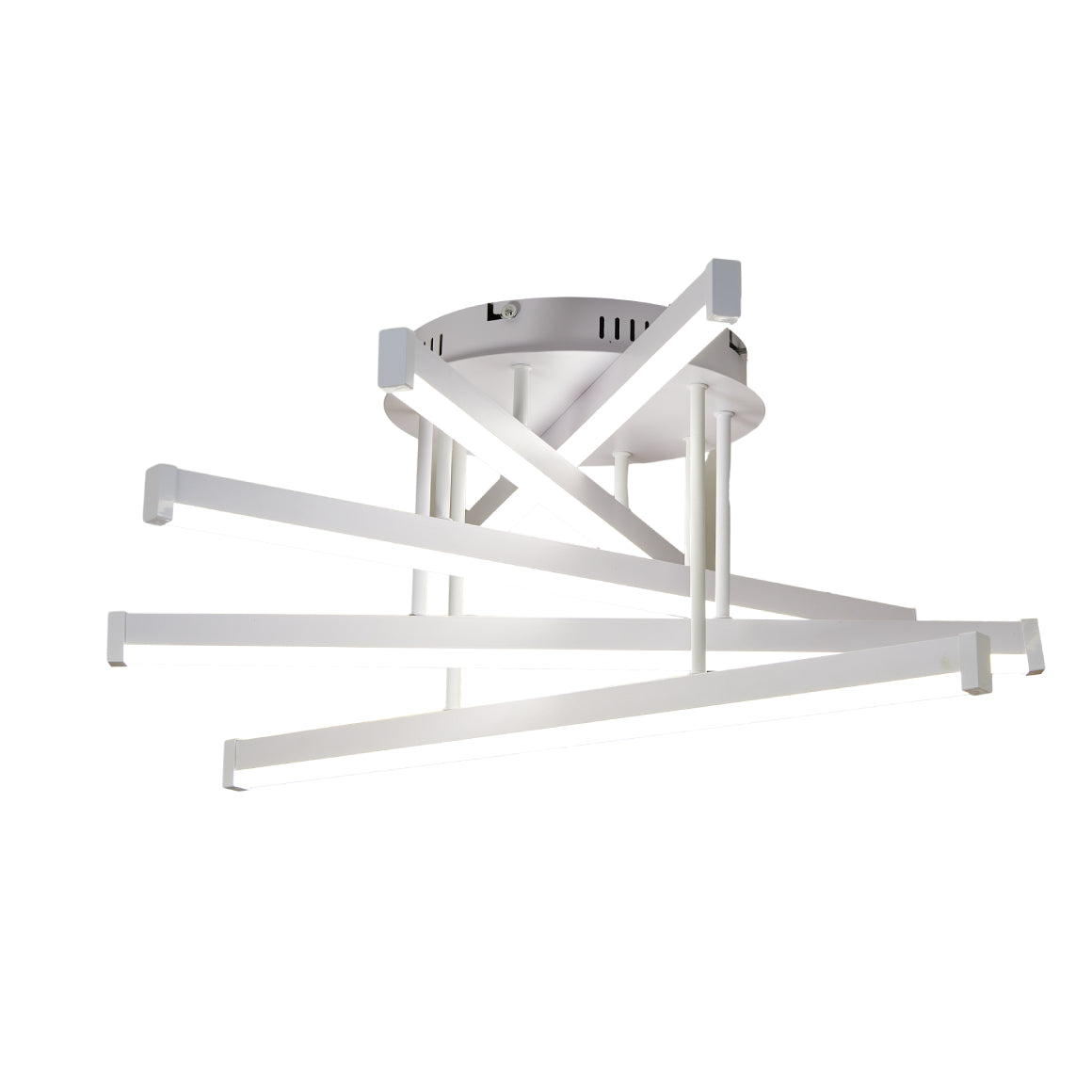 Lustra LED cu telecomandă, 610×610×250 mm, 120W, 3300K–6500K, finisaj alb, F2825-5 WT