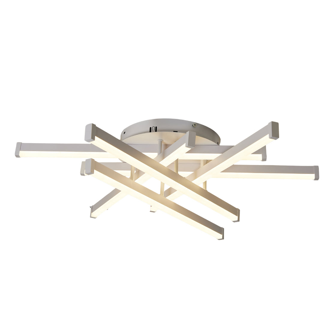 Lustra LED cu telecomandă, 760×760×180 mm, 144W, 3300K–6500K, finisaj alb, F2825/6 WT