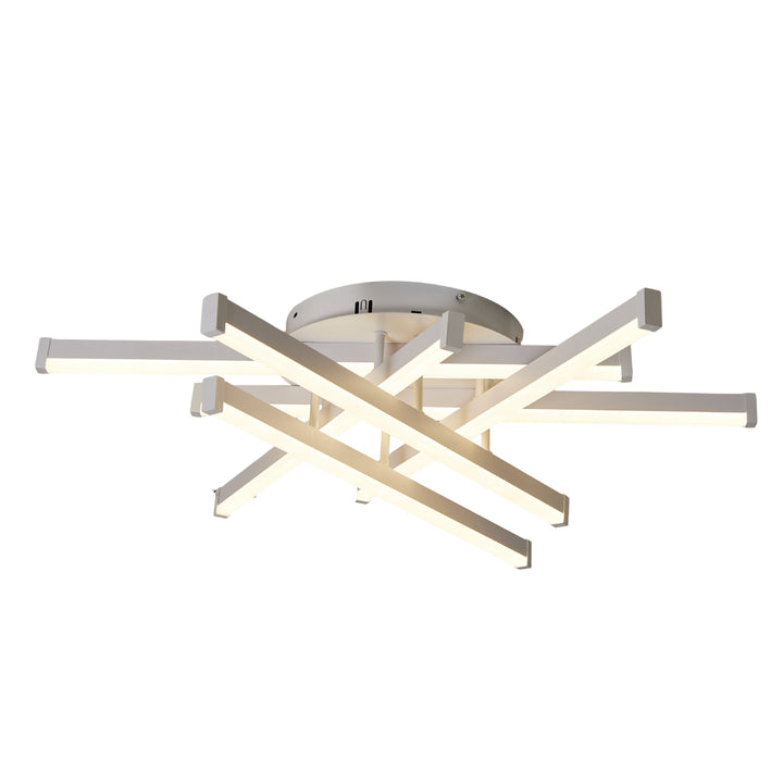 Lustra LED cu telecomandă, 760×760×180 mm, 144W, 3300K–6500K, finisaj alb, F2825/6 WT