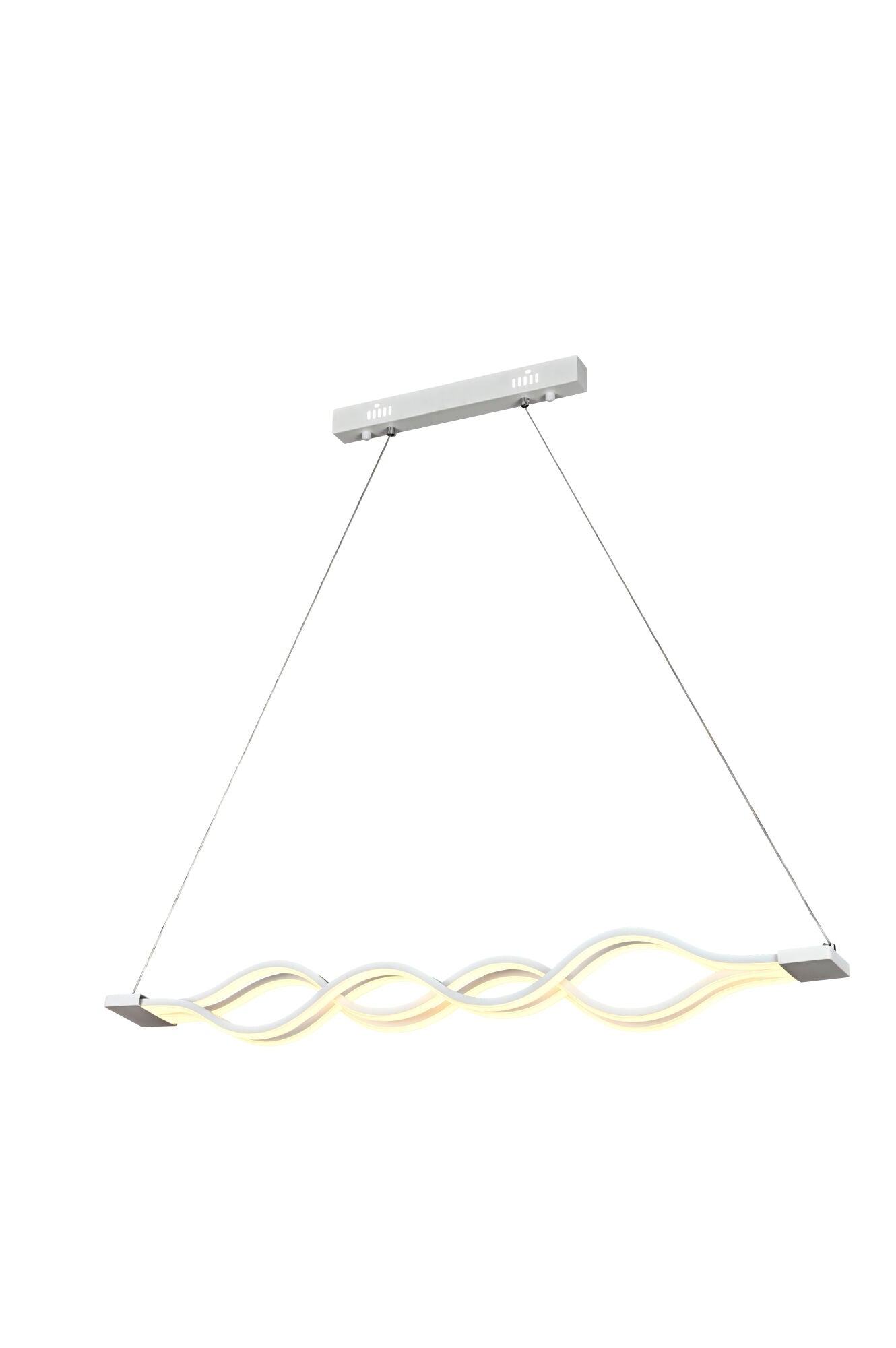 PENDUL LED SUSPENDAT FL002 BK – 80×2W, 1025×80×530 MM, 3000–6500K, DESIGN ONDULAT CU TELECOMANDA