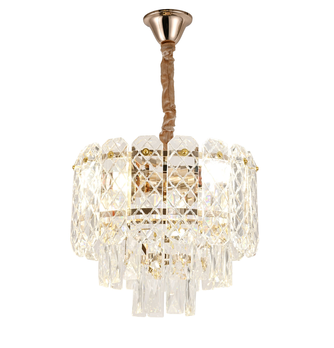 Candelabru modern cu 3 becuri E27 – Model H98046/300FG, Ø300 mm, finisaj auriu