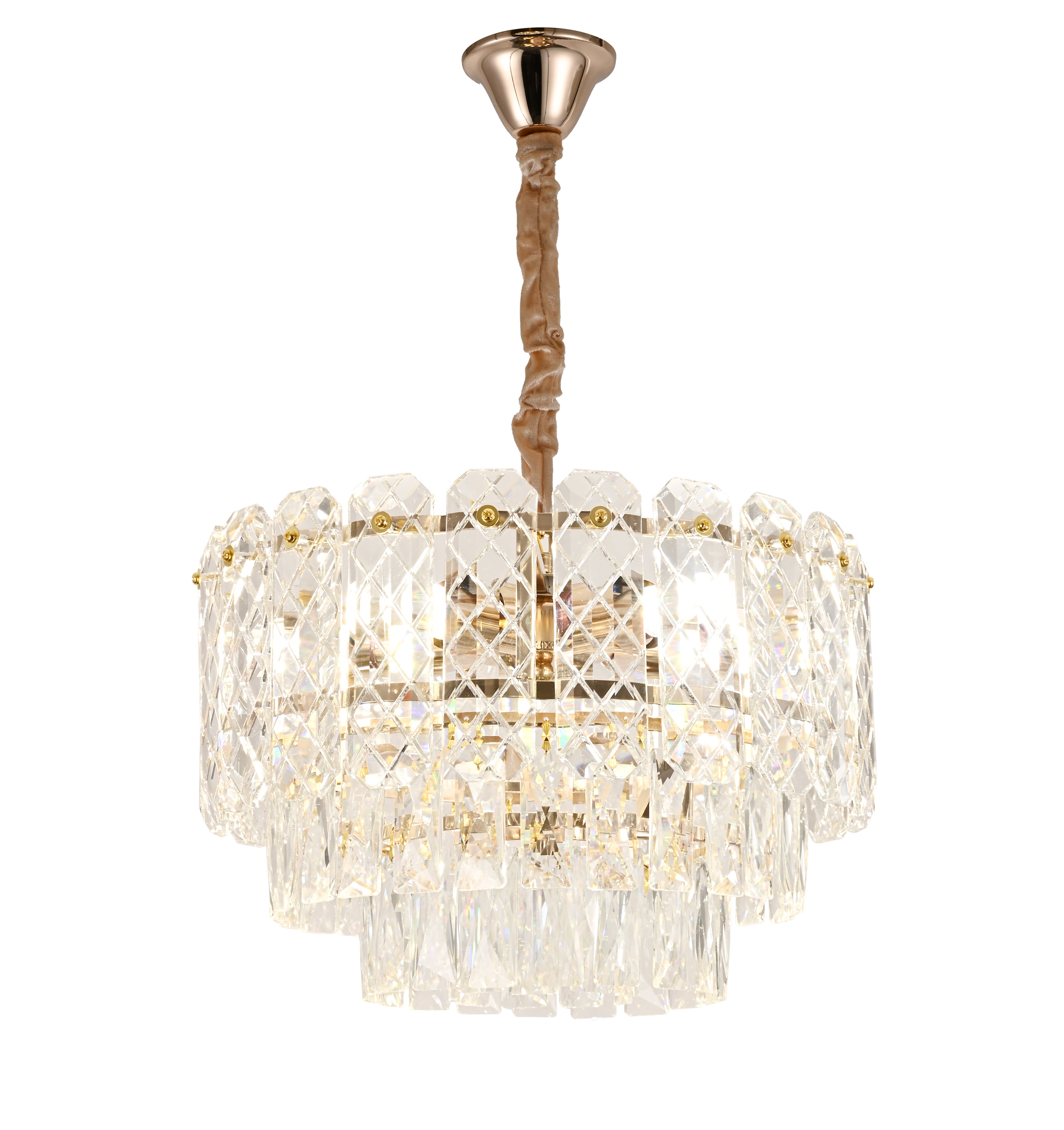 Candelabru decorativ cu 5 becuri E27 – Model H98046/400FG, Ø400 mm, finisaj auriu