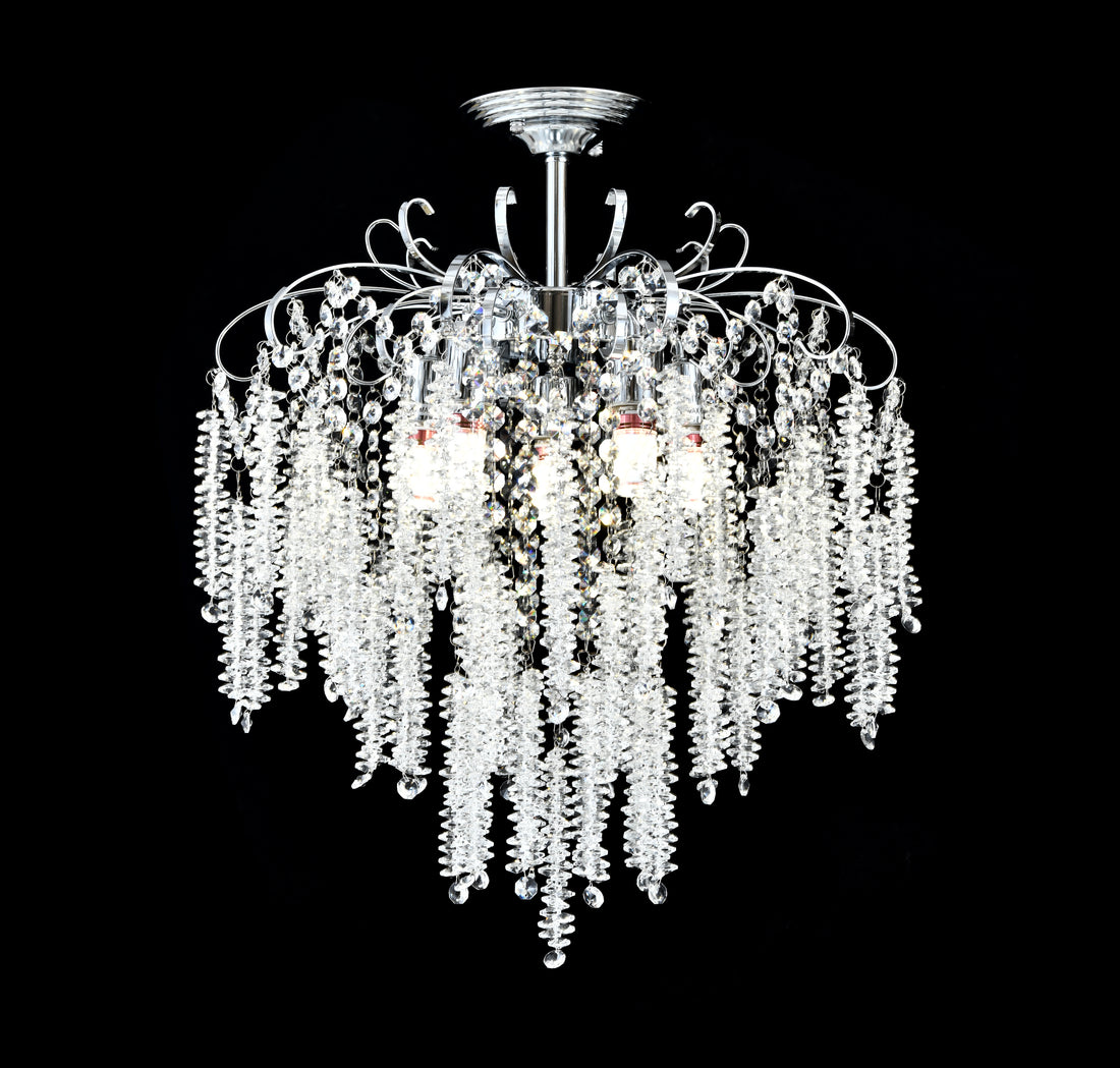 Candelabru elegant cu cristale, Ø470×H420 mm, 5 becuri E27 max 60W, H98194-5 TB