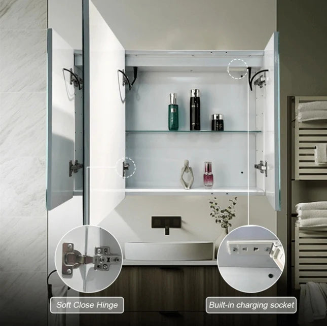 Dulap de baie cu oglinda led 100x70 cm