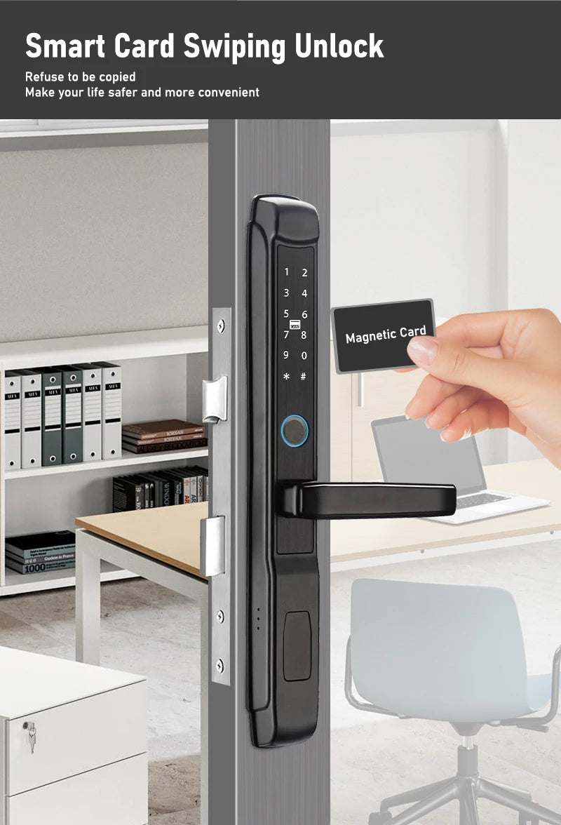 Incuietoare inteligenta Neumann NovaLock – Deblocare cu card, amprentă, PIN și aplicație Tuya