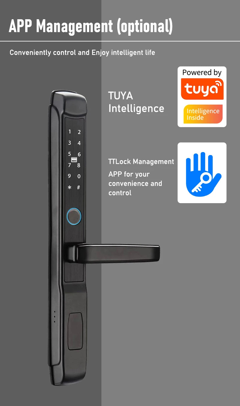 Incuietoare inteligenta Neumann NovaLock – Deblocare cu card, amprentă, PIN și aplicație Tuya