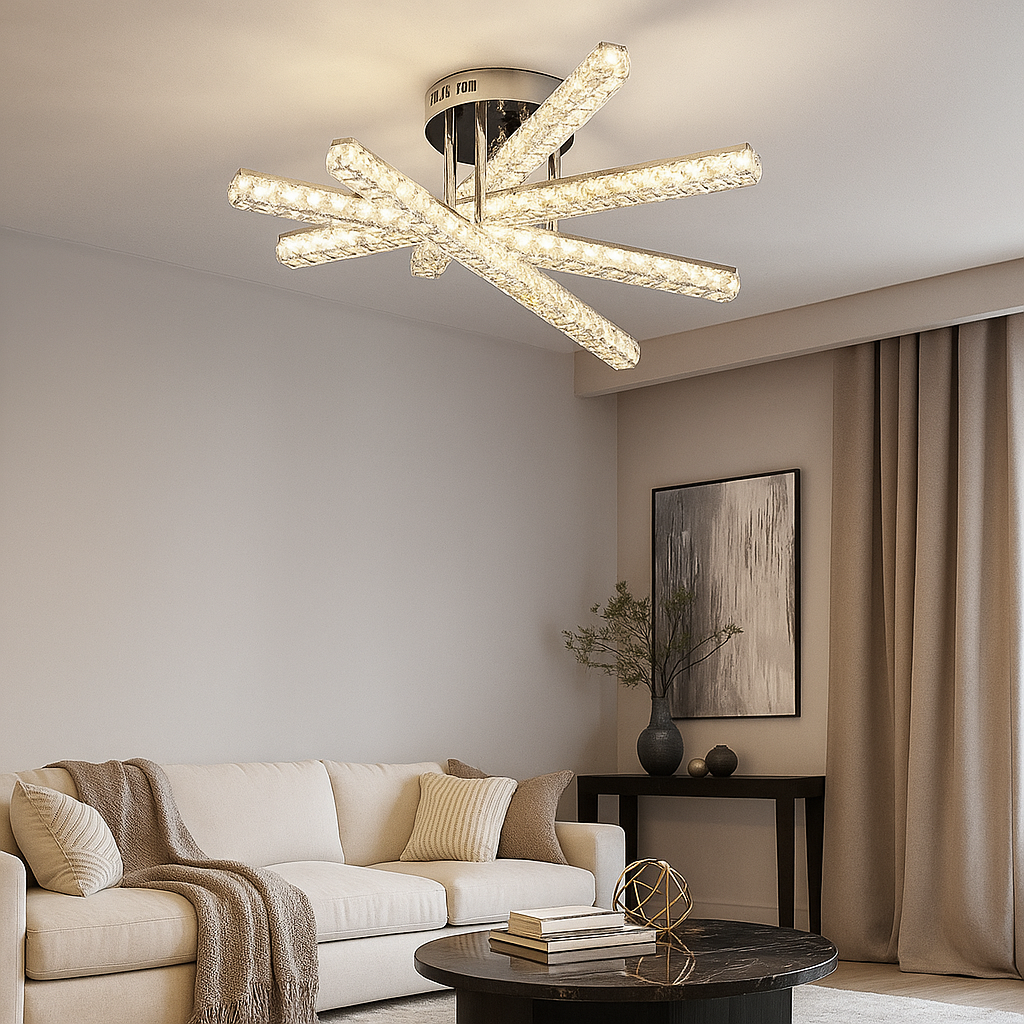 Lustra LED Ø510×H160 mm, 110W, design modern cu brațe decorative și telecomandă, lumină reglabilă 3500K–6500K