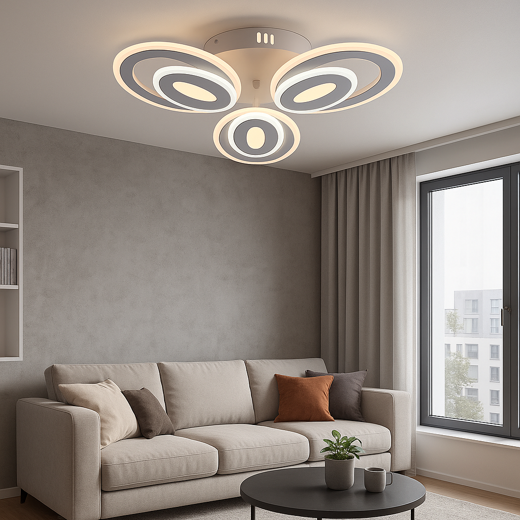 Lustră LED modernă cu cristale, 6 surse de lumină, Ø ≈ 510 mm, 60W total, finisaj alb & crom – model 19460/3+3