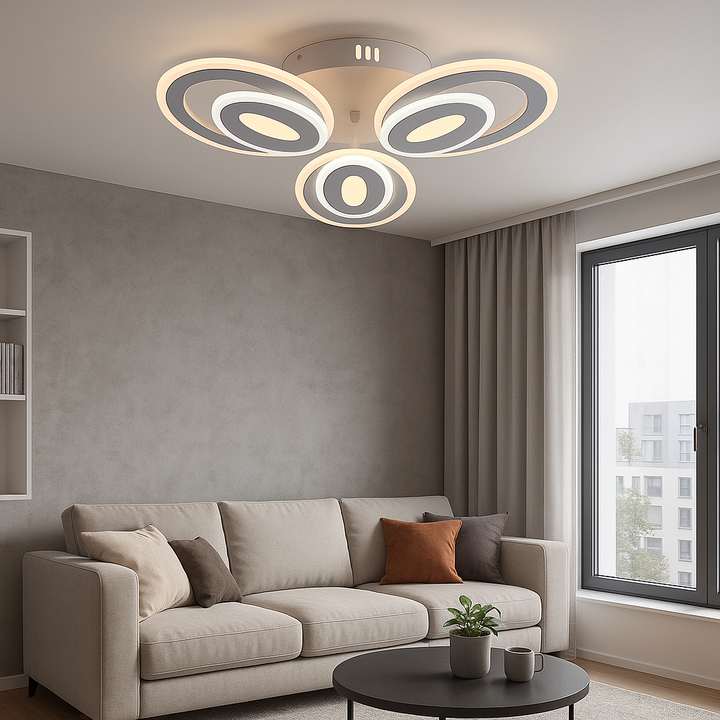 Lustră LED modernă cu cristale, 6 surse de lumină, Ø ≈ 510 mm, 60W total, finisaj alb & crom – model 19460/3+3