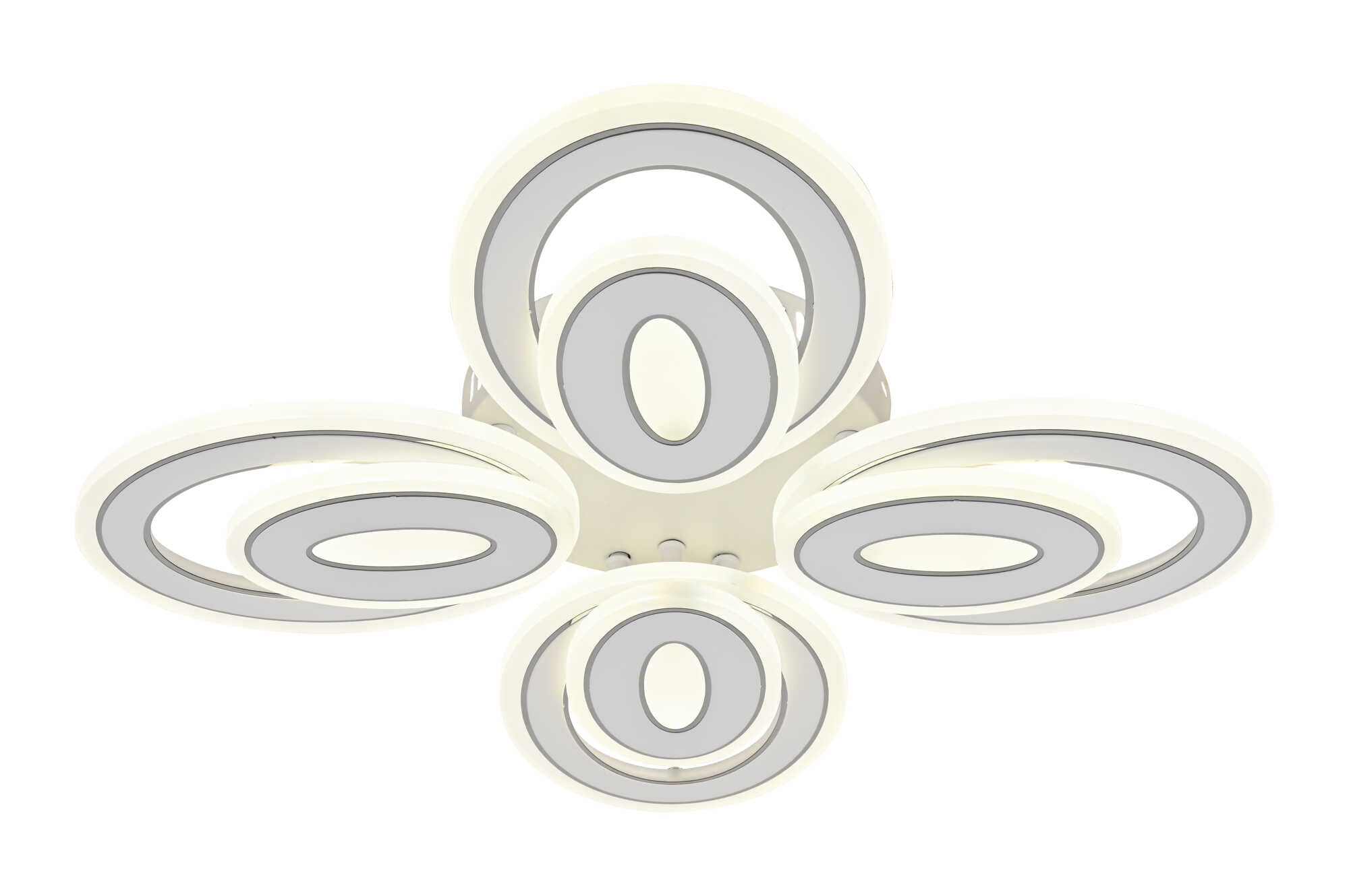 Lustra LED modernă cu telecomandă – 8 brațe (4+4), 80W, alb + crom, 3000-6500K