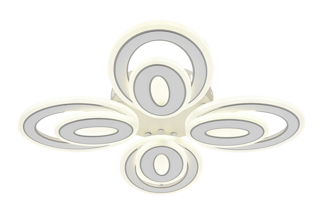 Lustra LED modernă cu telecomandă – 8 brațe (4+4), 80W, alb + crom, 3000-6500K