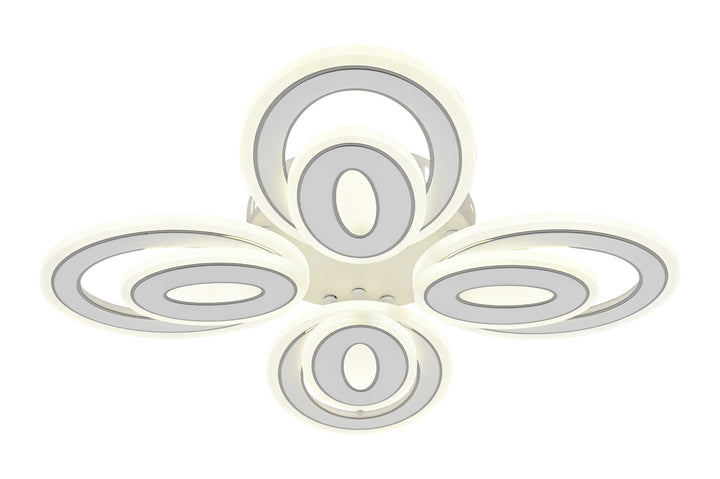 Lustra LED modernă cu telecomandă – 8 brațe (4+4), 80W, alb + crom, 3000-6500K