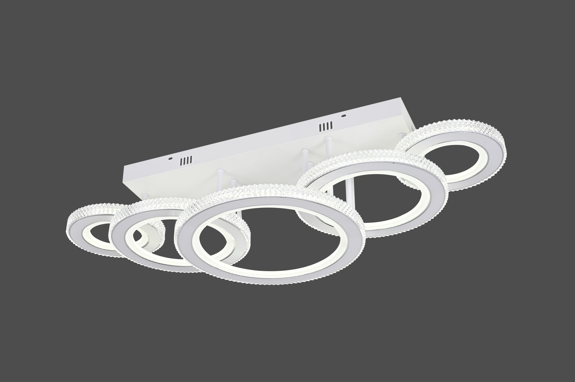 Lustră LED modernă cu cristale,178W, dimabilă cu telecomandă, lumină caldă-neutră-rece, Alb & Crom – Model 26032/1+2+2