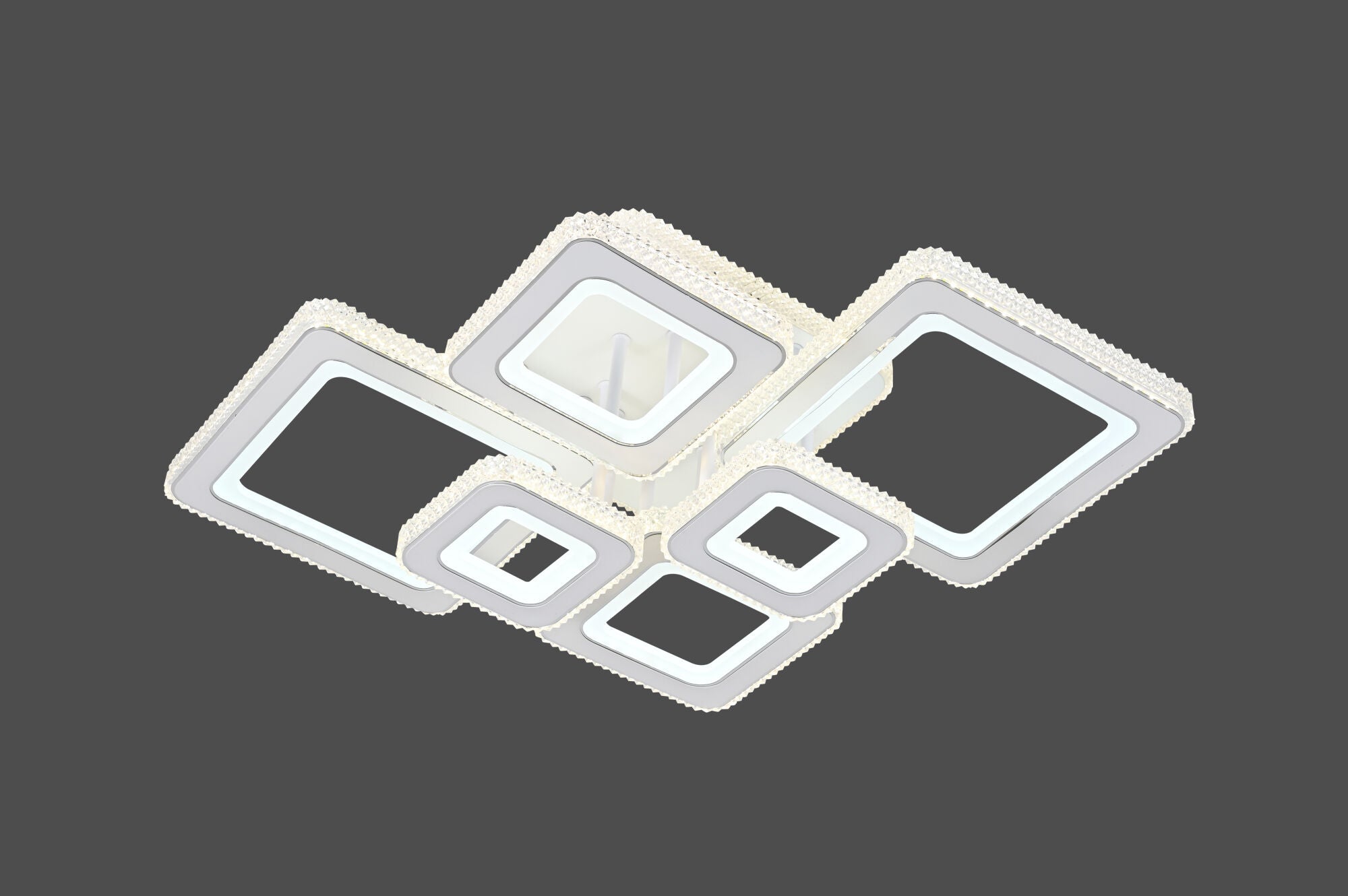 Lustra LED, 240W cu Telecomandă – 3 Trepte de Lumină, Alb & Crom, 730×510 mm