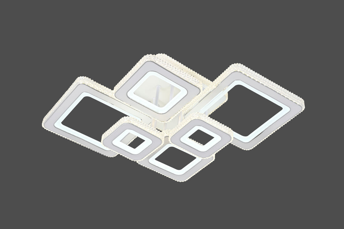 Lustra LED, 240W cu Telecomandă – 3 Trepte de Lumină, Alb & Crom, 730×510 mm