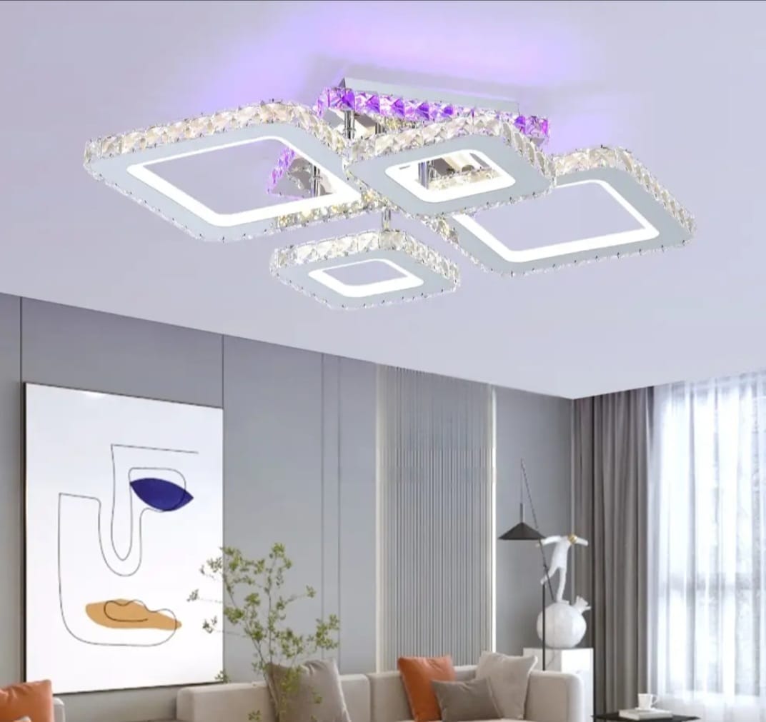 LUSTRA LED ELEGANTA, 2886/2+2 – DESIGN GEOMETRIC CU LUMINĂ PUTERNICĂ ȘI TELECOMANDĂ.