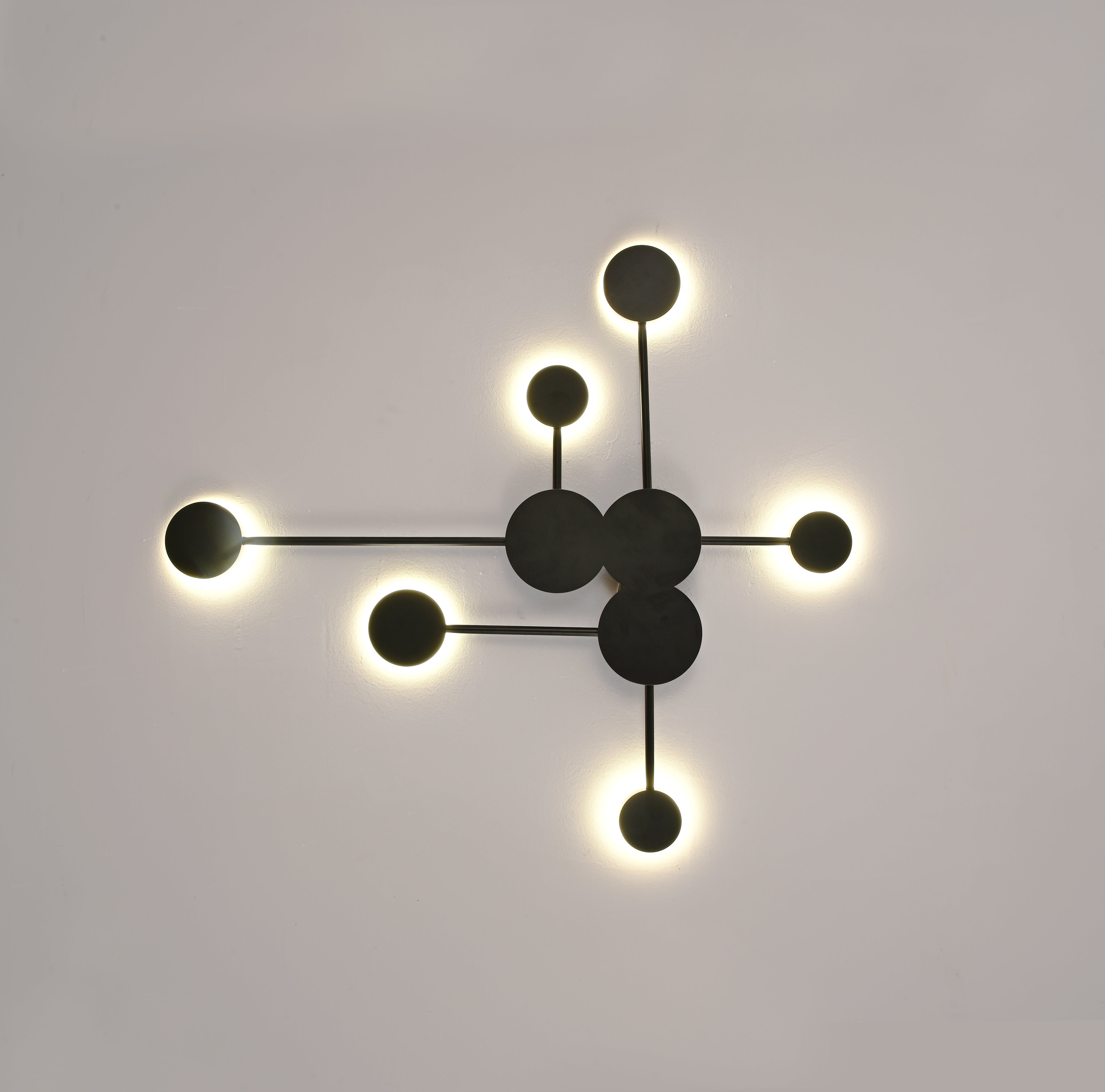 Lustra  LED neagră, design geometric, 36×2W, 860×770×40 mm, L71086/3+3 Black