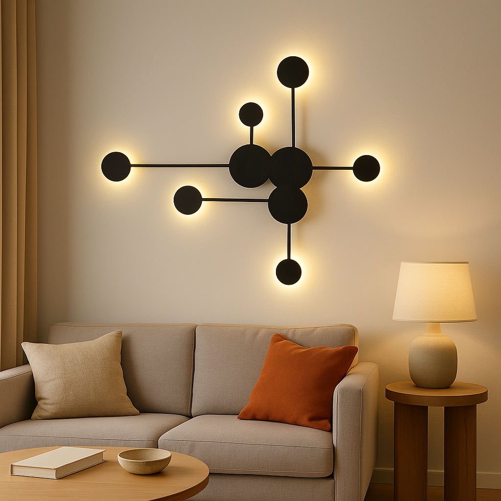 Lustra  LED neagră, design geometric, 36×2W, 860×770×40 mm, L71086/3+3 Black