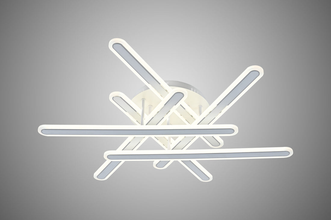 Lustra LED cu brate suprapuse, alba, 216W, Ø795×H160 mm, lumina reglabila 3000K–6500K, telecomanda inclusa