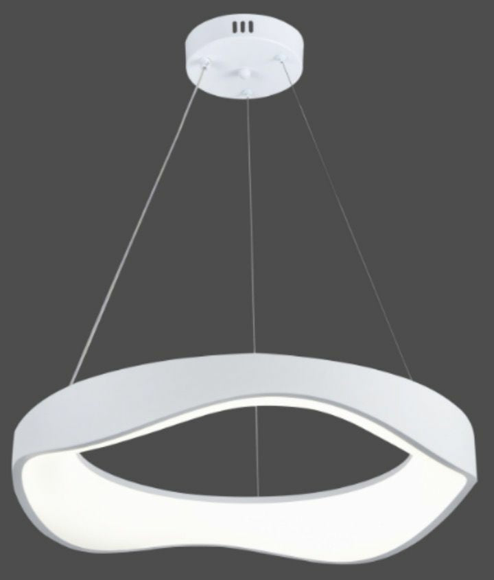 Pendul LED Modern L75196/520WH cu Telecomandă – Alb, Ø52 cm