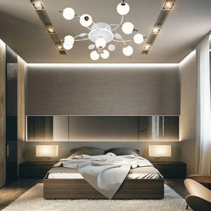 Lustră LED cu Telecomandă, 178W, 3000–6500K, Ø845mm, Alb cu Accente Aurii